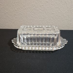 Vintage Small Hazel Atlas Clear Glass Butter Dish.